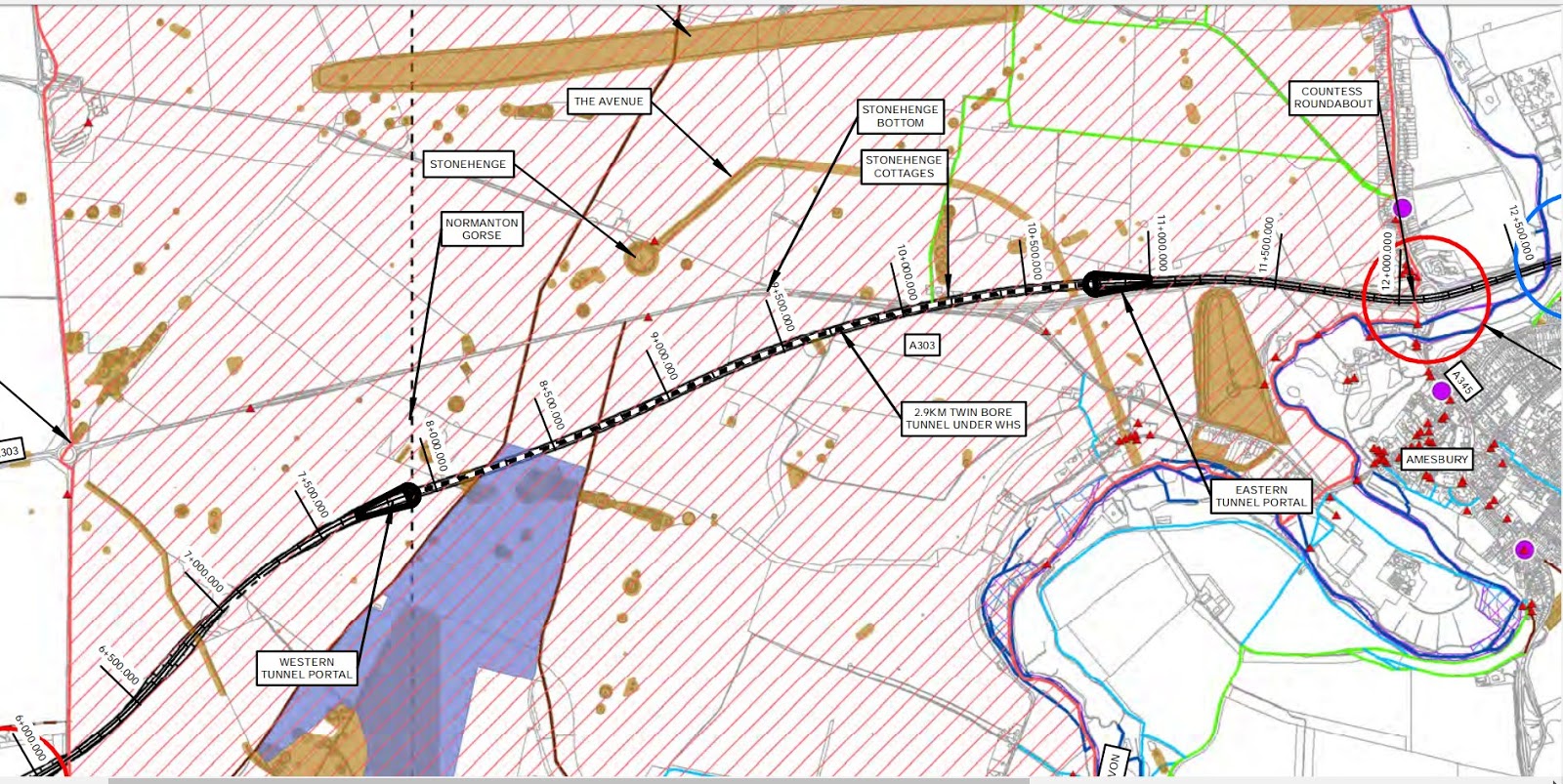 Stonehenge Tunnel Plan Map Www.sarsen.org: Unacceptable Stonehenge Tunnel Southern Route Option