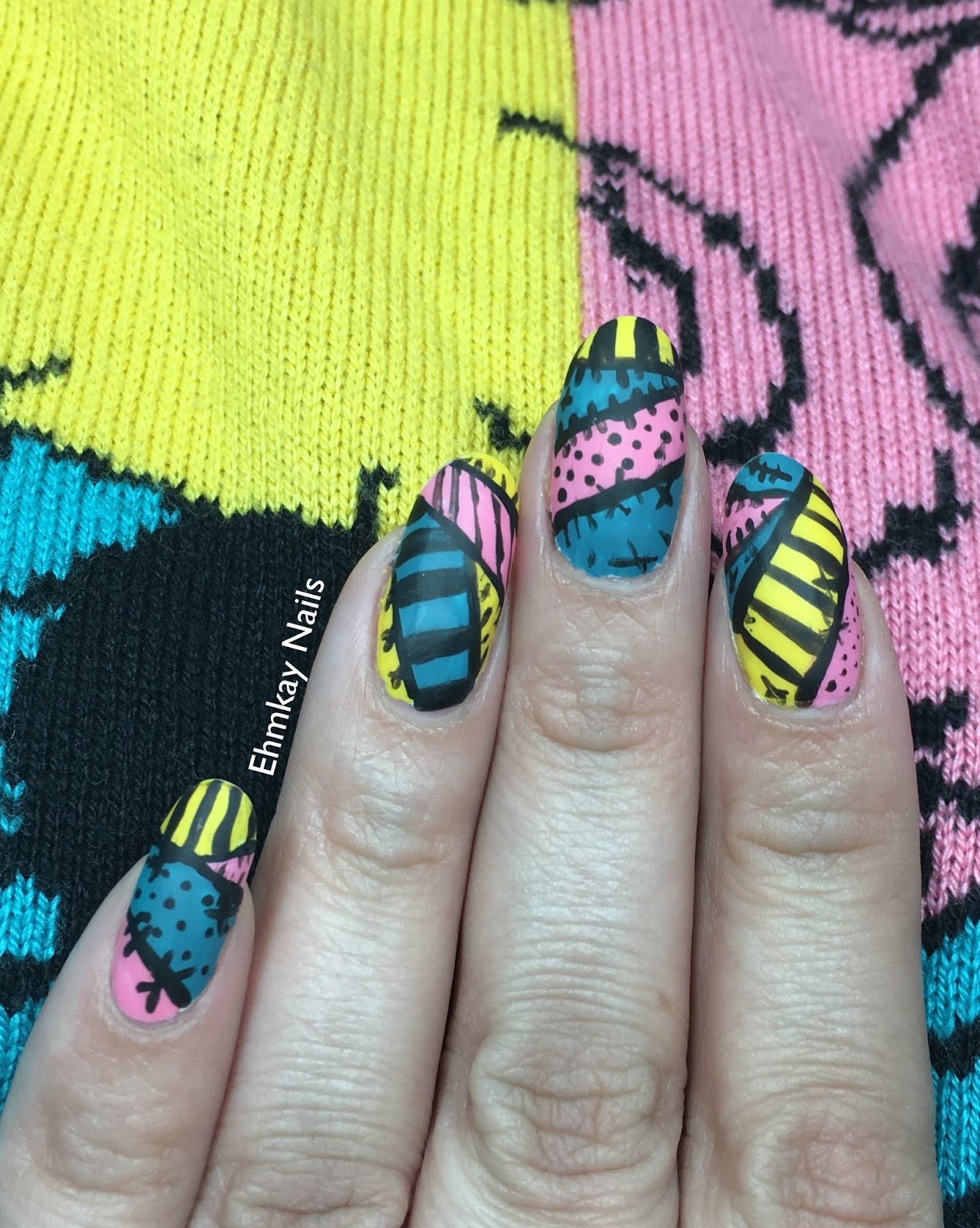 ehmkay nails Sally Nightmare Before Christmas Nail Art