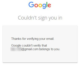 Google couldn't verify account belongs to you