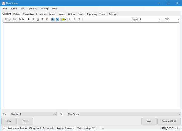 yWriter бесплатный инструмент для написания скриптов и управления ими для Windows
