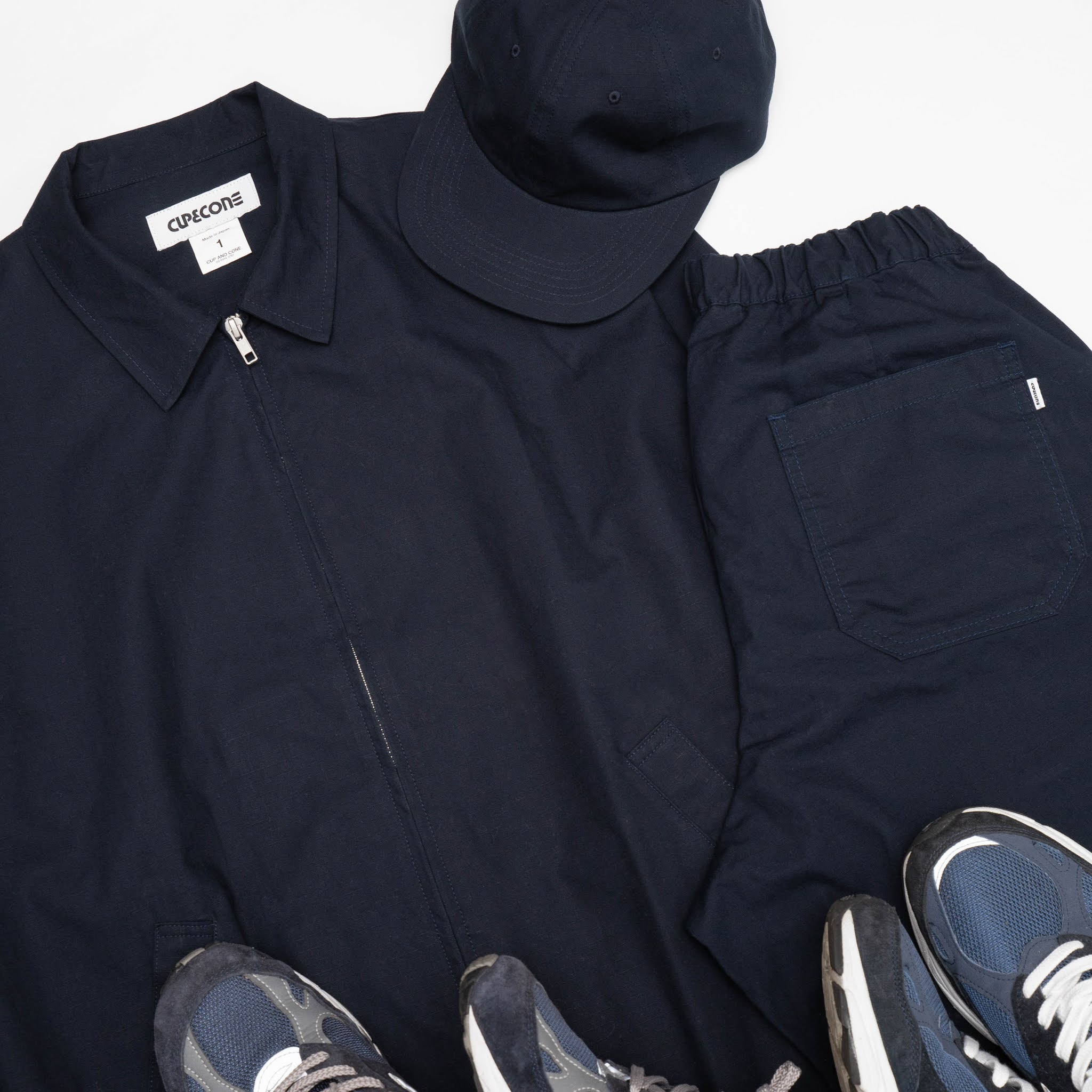 CUP AND CONE: Ripstop Zip Jacket & 6 Panel - Navy