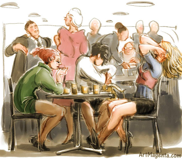 Snapshot from a lunch restaurant is a sketch by artist and illustrator Artmagenta