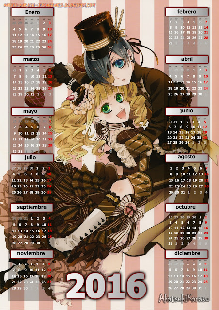 calendario 2016 kuroshitsuji