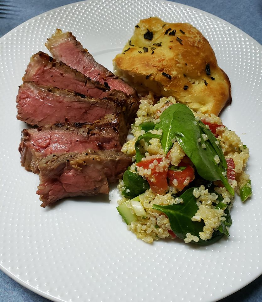 The South Jersey Cooker NY Strip Steak, Salad, and Freshly Baked Focaccia