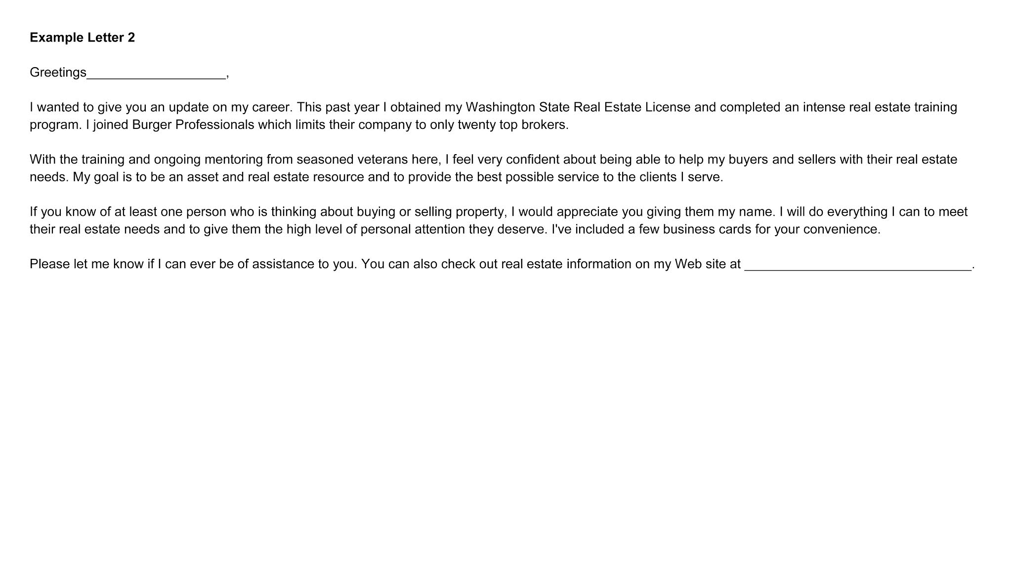 Real Estate Introduction Letter To Friends Template Resume Letter