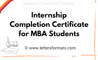 Internship Completion Certificate for MBA Students Template