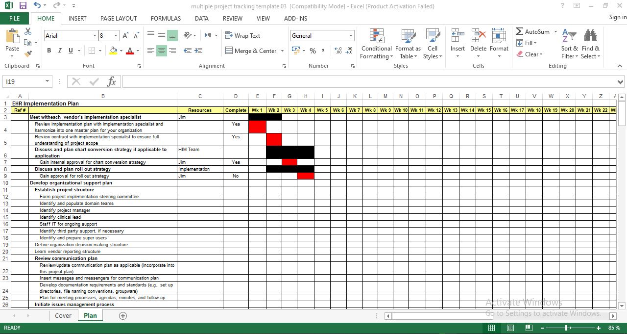 Free project implementation plan template in excel