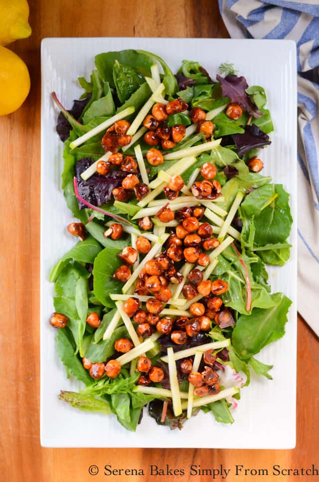 Apple Salad with Candied Hazelnuts and Lemon Vinaigrette is a delicious fall salad! It's great a salad for Thanksgiving and Christmas from Serena Bakes Simply From Scratch.