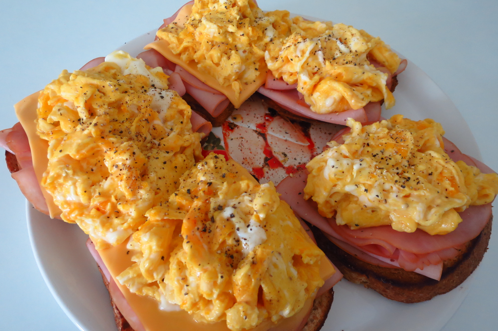 Small Potatoes Make The Steak Look Bigger A breakfast of bread, eggs