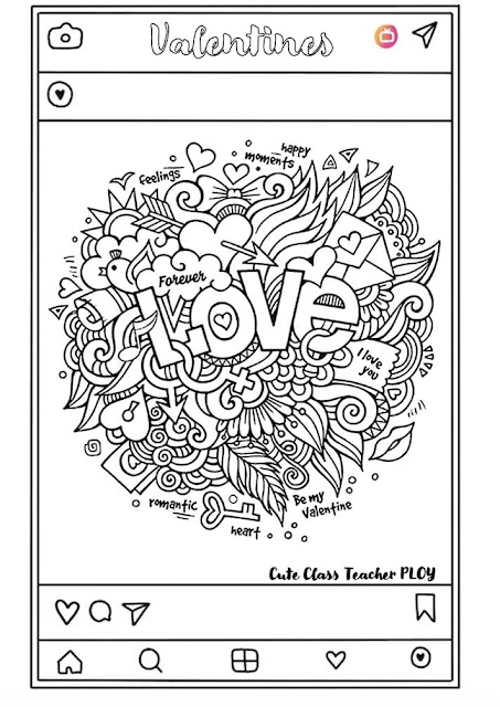 Valentines Day Coloring Pages PDF for Kindergarten Student PIN IT for Pinterest