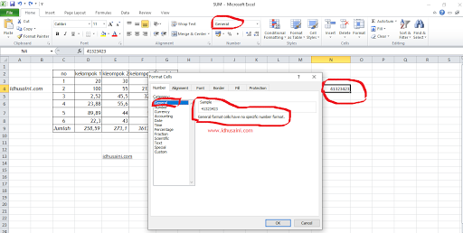 FUNGSI MENU NUMBER PADA EXCEL. - Husaini Blog