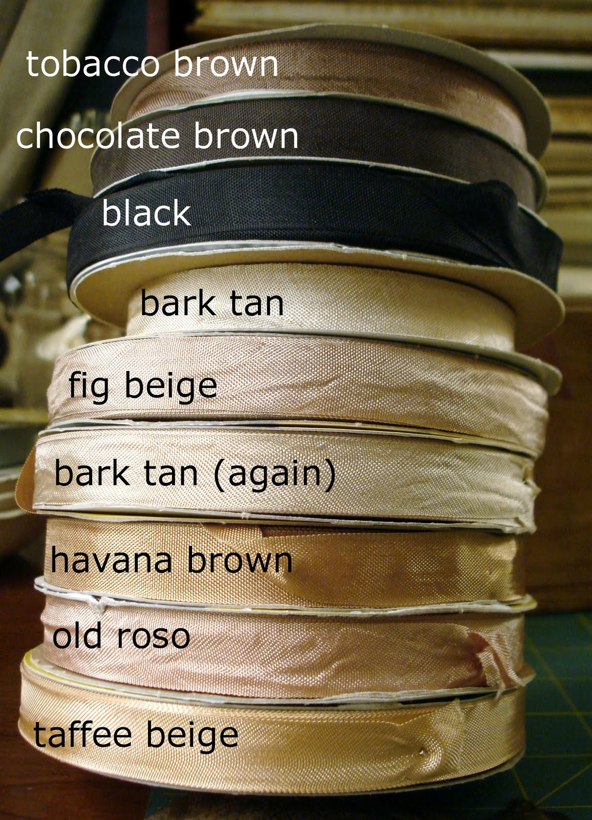  The Feathered Nest My very favorite shades of seam binding...