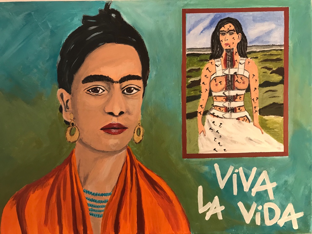 Roswitha Langemeier Acrylmalerei: Viva la Vida-Frida Kahlo and The