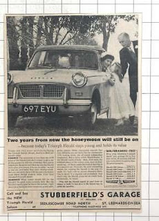 Stubberfields Garage (St Leonards) Ltd Triumph Herald car dealer advert 1963