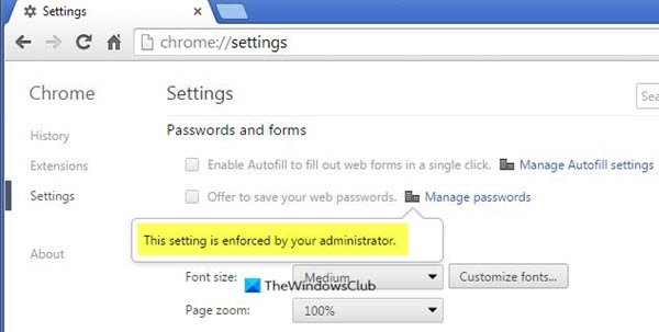 Этот параметр задается вашим администратором – Chrome
