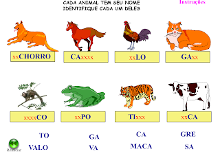 JOGOS EDUCATIVOS - EDUCAÇÃO INFANTIL: Sílabas - nomes de animais