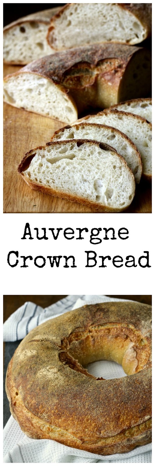 The Auvergne Crown is a classic French shape. You can find these couronnes in boulangeries throughout most of France. The loaves are deeply browned and crusty, and the crumb is exceptionally flavorful with lots of uneven holes.