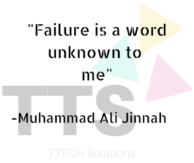 A pic showing logo of TTECH Solutions with Good Quote of Muhammad Ali Jinnah, Positive Quote, Good Quote Category