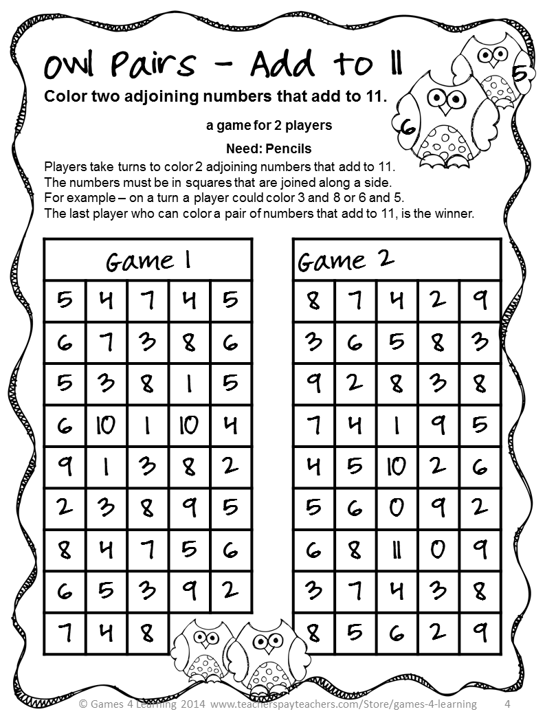 Math Games Worksheets