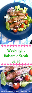 Weeknight Balsamic Steak Salad:  A simple salad topped with a steak that's juicy, tender, and dripping with wonderful flavor. All made on a weeknight! - Slice of Southern