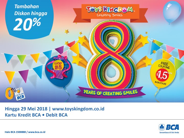 Bank BCA Diskon Tambahan s.d 20 di Toys Kingdom (s.d 29