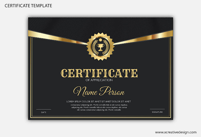 black and gold Certificate of appreciation Template