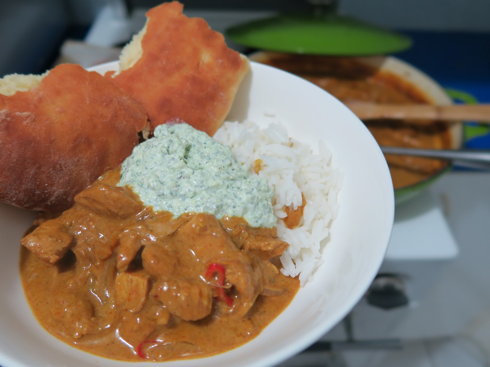 salt sugar & i Tikka Chicken with Mint Chutney and Naan from A Kitchen
