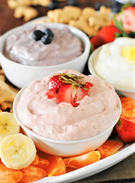 Bowl of Easy 2-Ingredient Fruit Dip in Strawberry Flavor Image