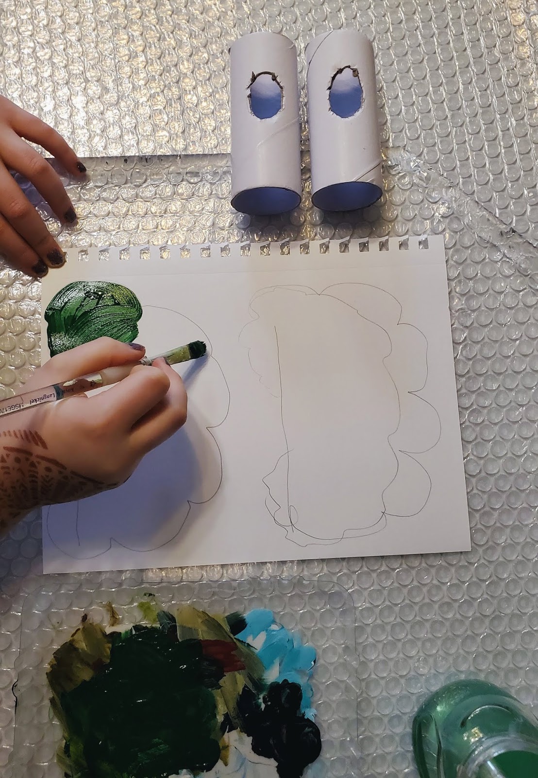 Upcycled spring craft egg carton birds in trees the ReFab Diaries