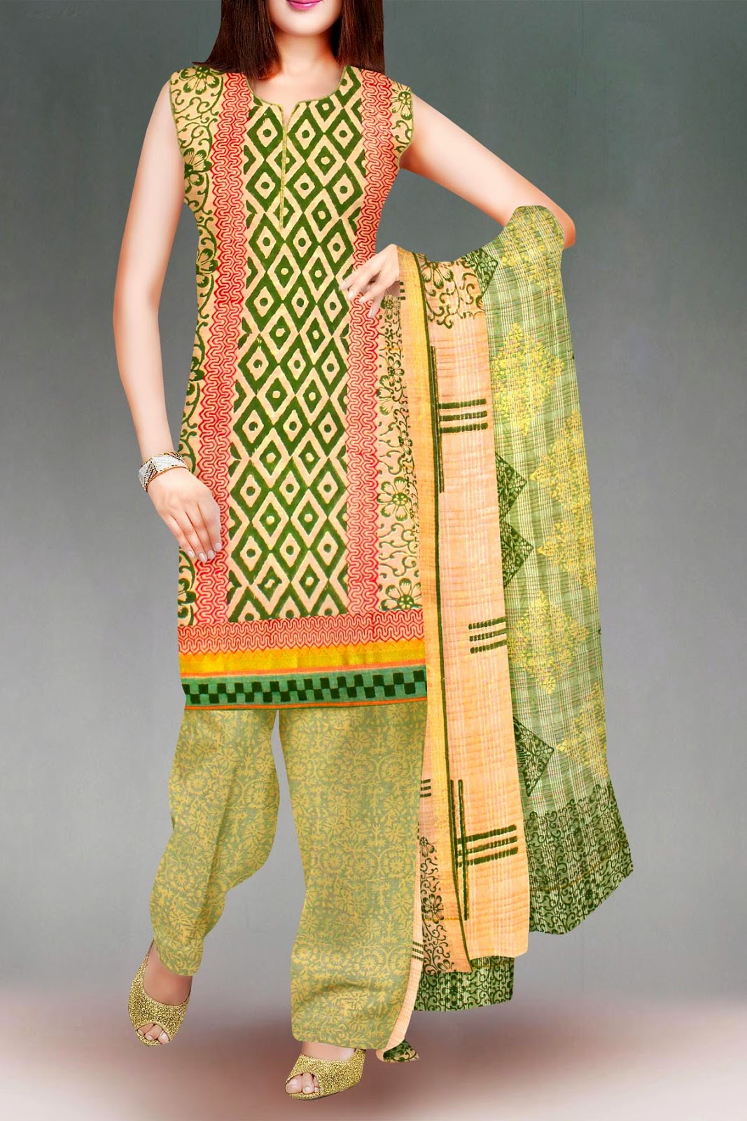 Stylish Cotton sarees and Salwar suits Block Printing/ Brush Dye