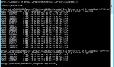 How to extract Oracle EPM/Hyperion already applied patches in Windows server