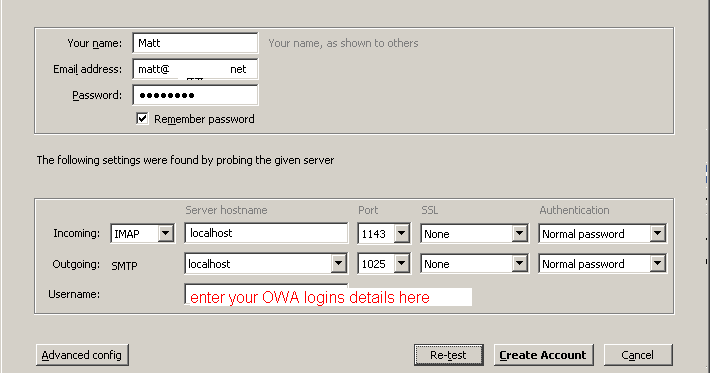 Thunderbird owa email