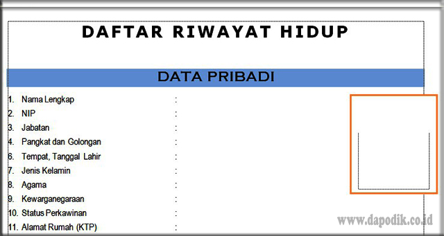 Contoh Daftar Riwayat Hidup Kepala Sekolah Dan Pengawas Format Doc