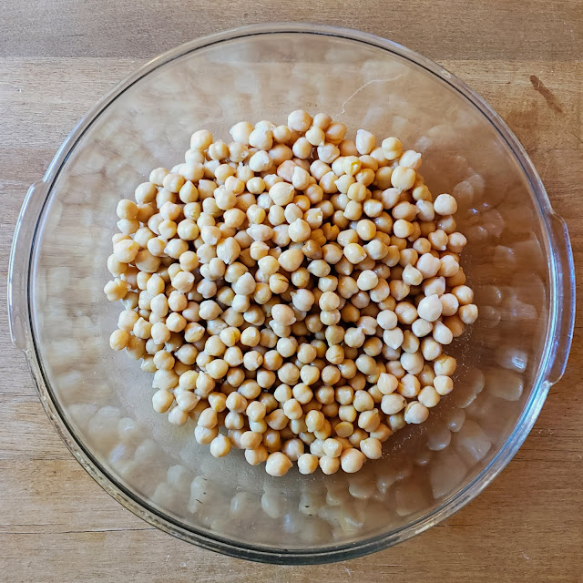 Chickpeas in a large mixing bowl