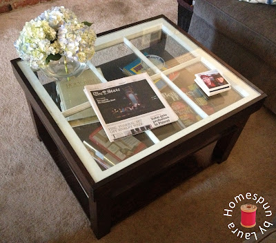 DIY repurposed window coffee table - After