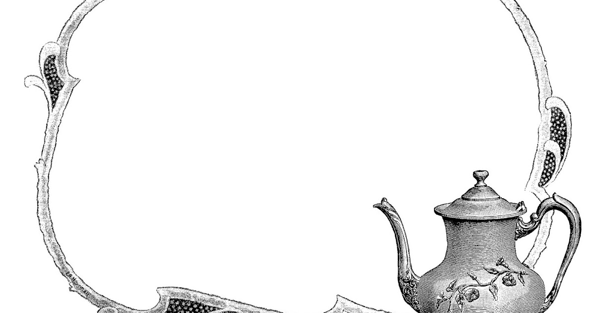 The Graphics Monarch: Printable Vintage Teapot Label Design Swirl