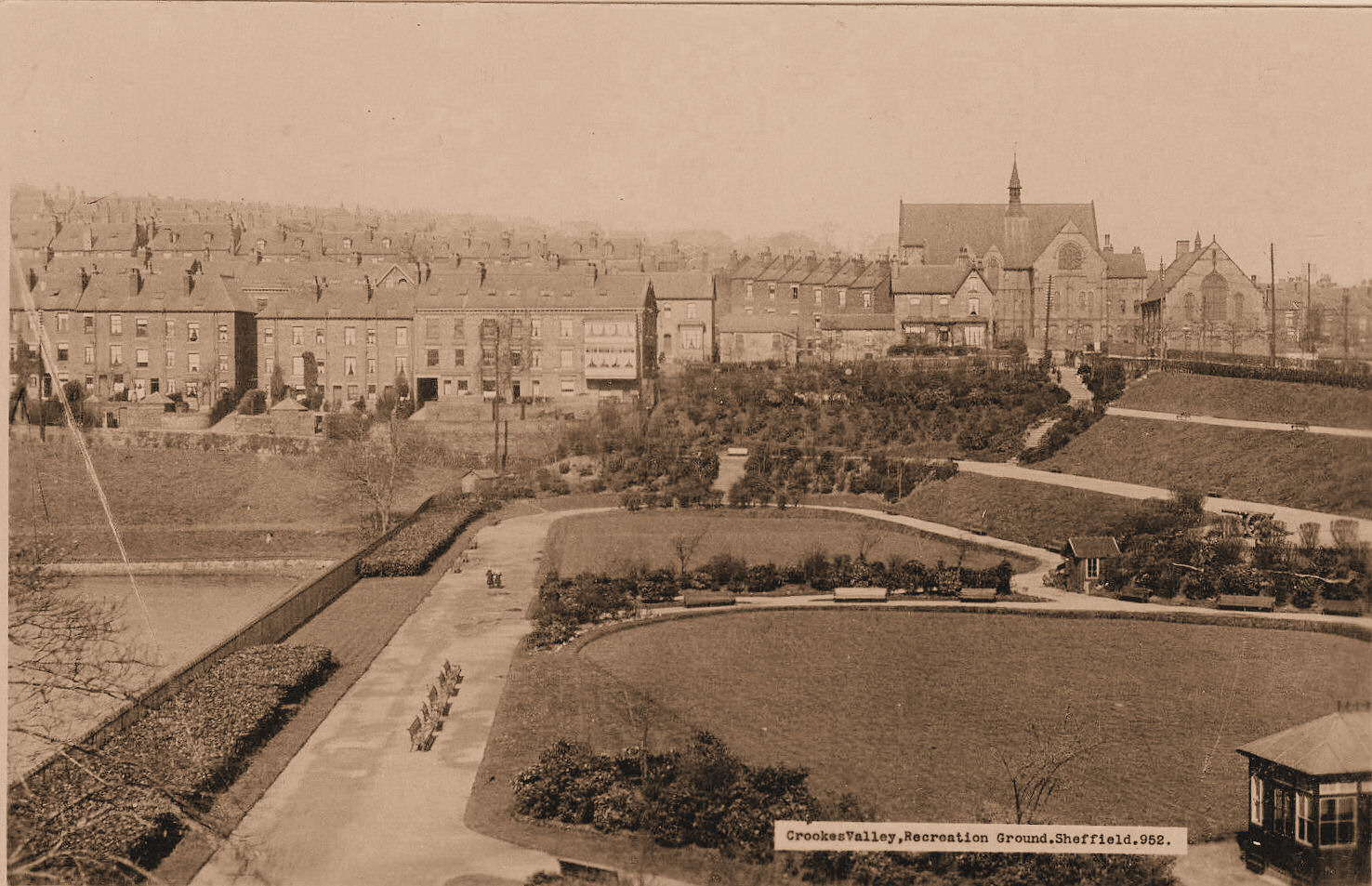 View From A Hill Crookes Valley Park Crookesmoor Sheffield Twentieth