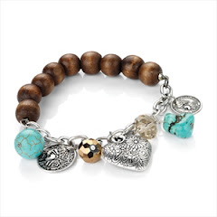 Turquoise charm & bead bracelet