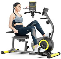 Pooboo W258-2 Magnetic Recumbent Exercise Bike with step-through frame design & sliding seat rail system, image
