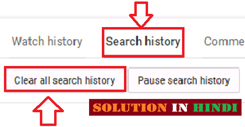 youtube all search history ko delete kaise kare in hindi - www.solutioninhindi.com