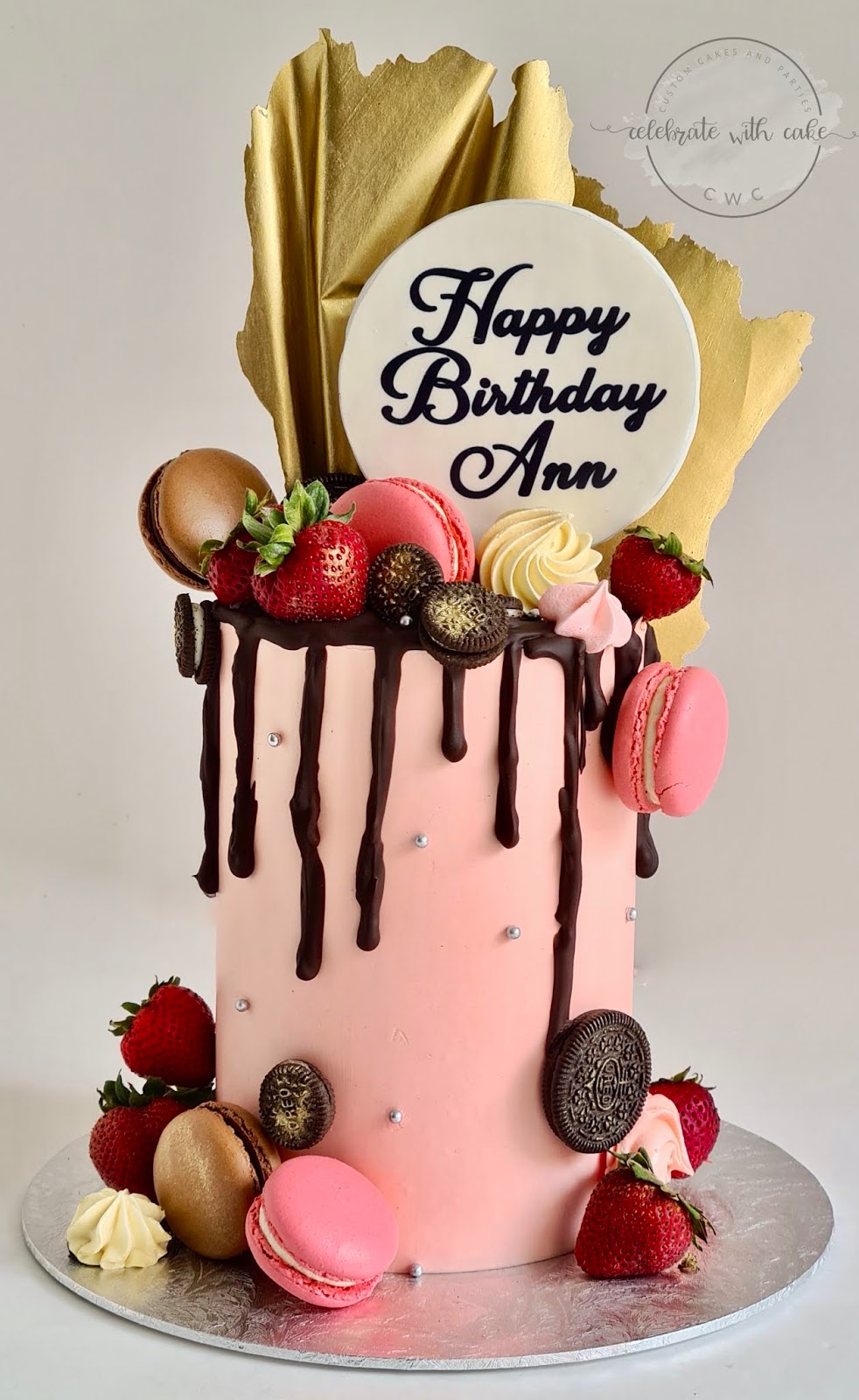 Macaron and Meringue single tier Buttercream Cake