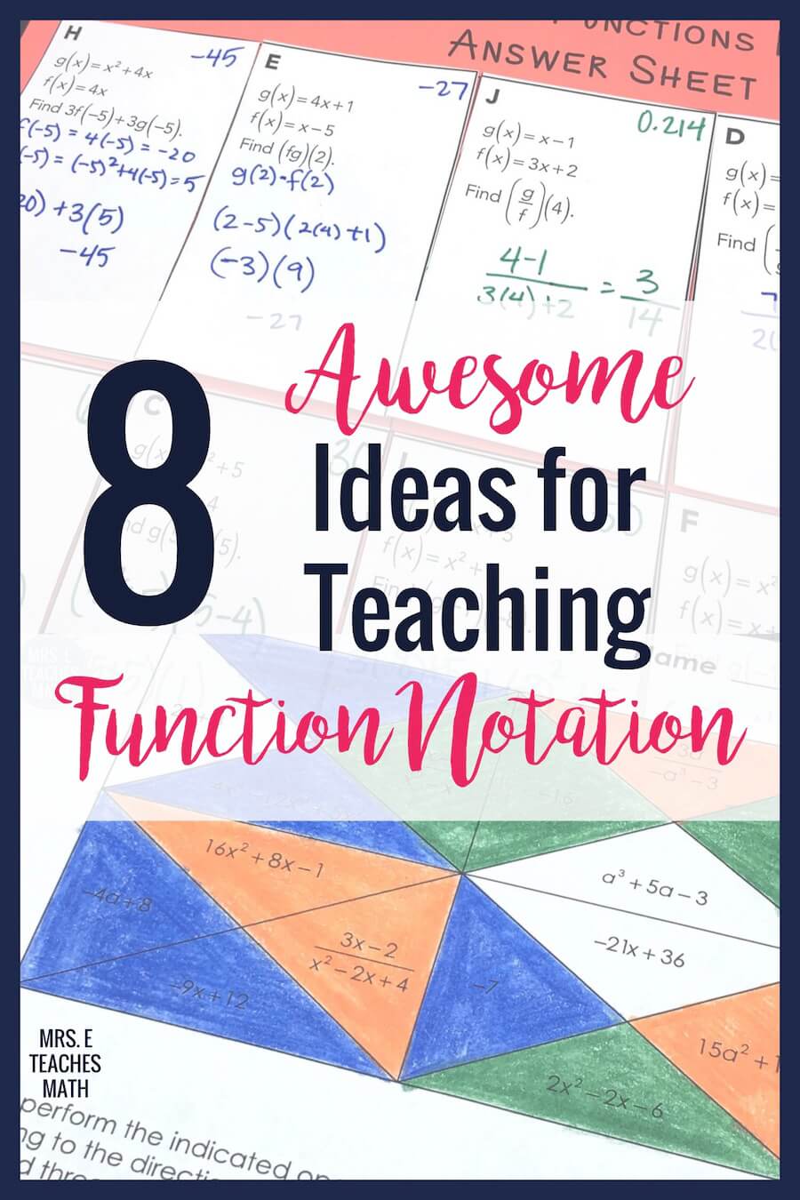 11 Ideas for Teaching Function Notation  Mrs. E Teaches Math Pertaining To Function Operations And Composition Worksheet