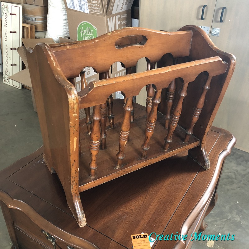 Antique Magazine Rack Spray Painted in Chalky Finish
