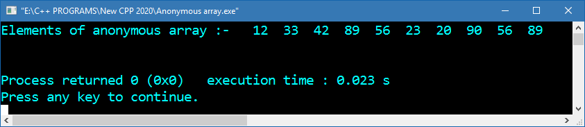 Anonymous array in C and C++