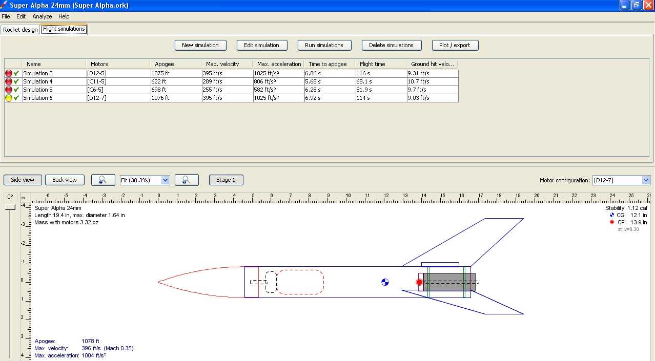 Model Rocket Building Super Alpha Open Rocket Results
