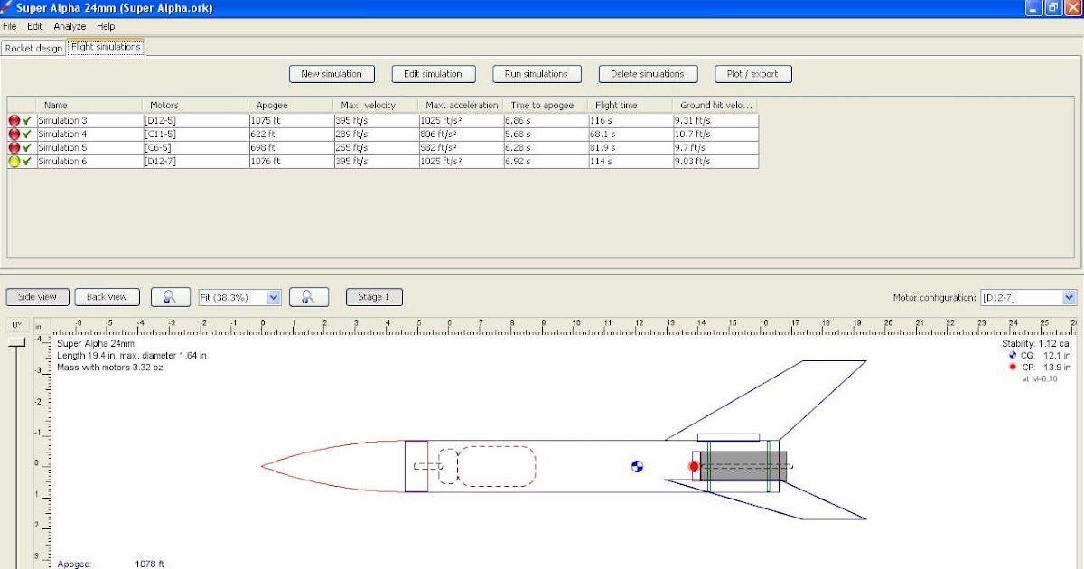 Model Rocket Building Super Alpha Open Rocket Results