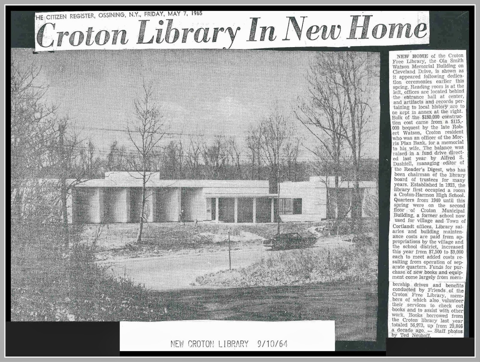 EverythingCroton 1964 GROUNDBREAKING AT THE CROTON FREE LIBRARY