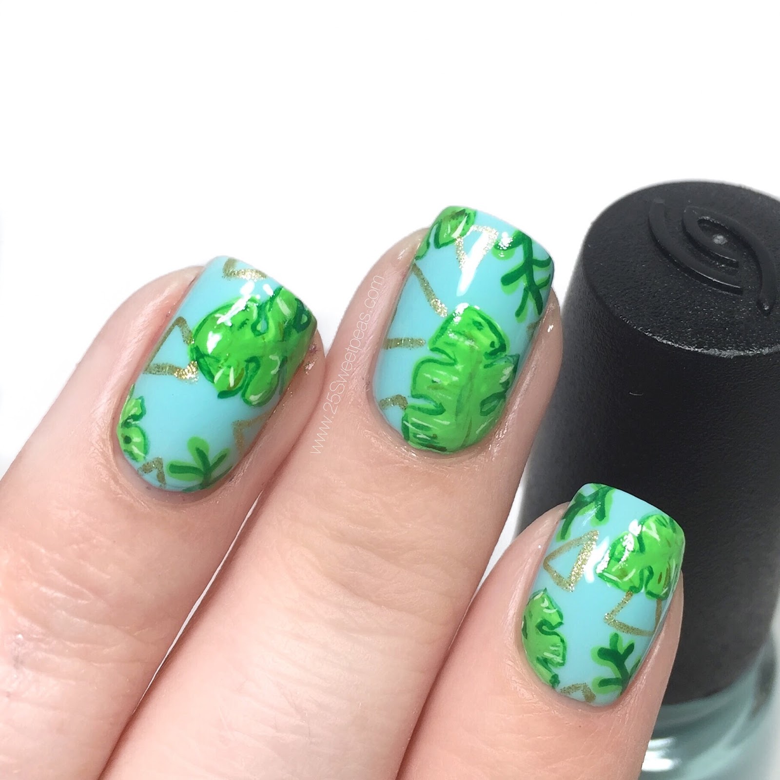 Botanical and Geometric Nails — 25 Sweetpeas