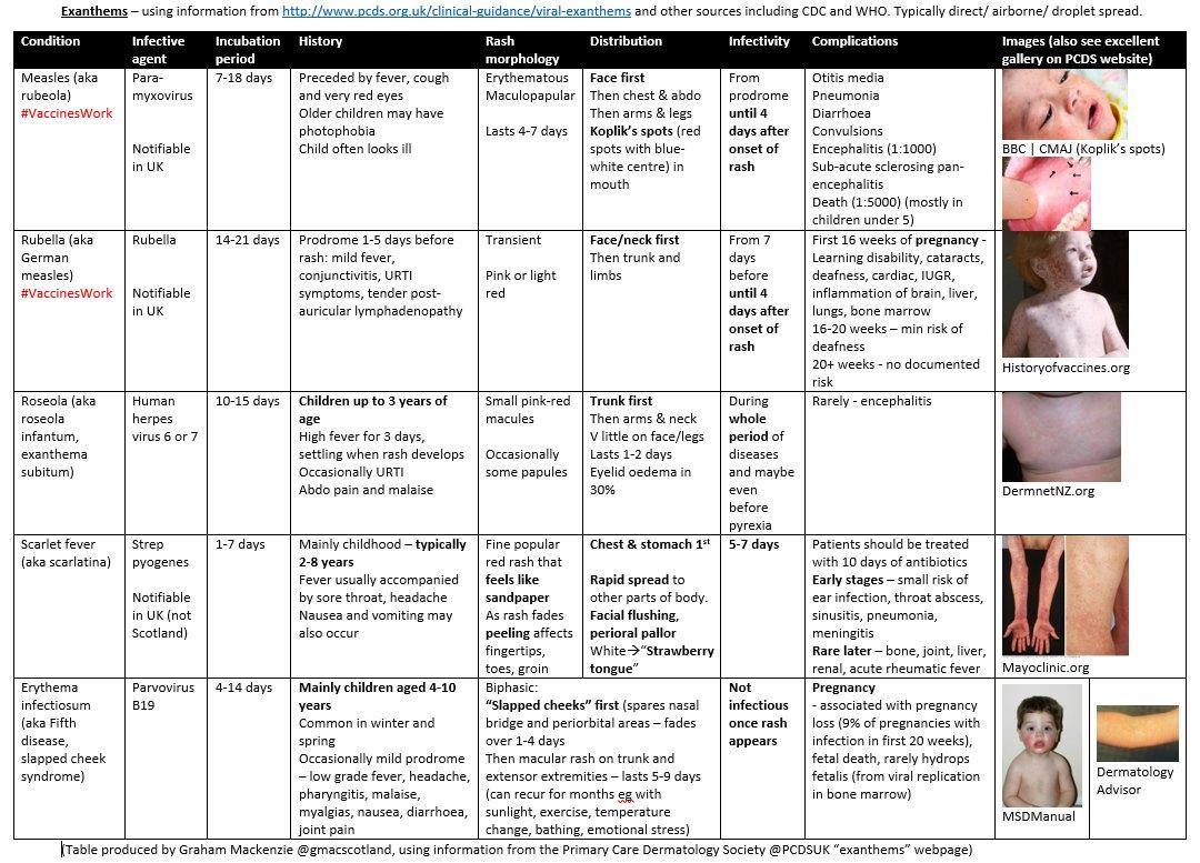 Summary of 5 Exanthems (Measles, Rubella, Roseola, Scarlet Fever