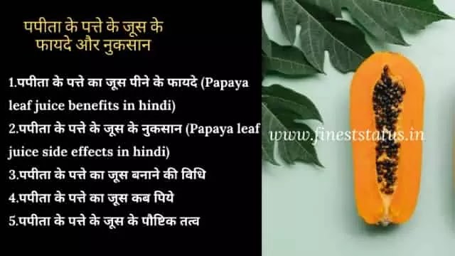 पपीता के पत्ते के जूस के फायदे और नुकसान | Papaya Leaf Juice Ke Benefits